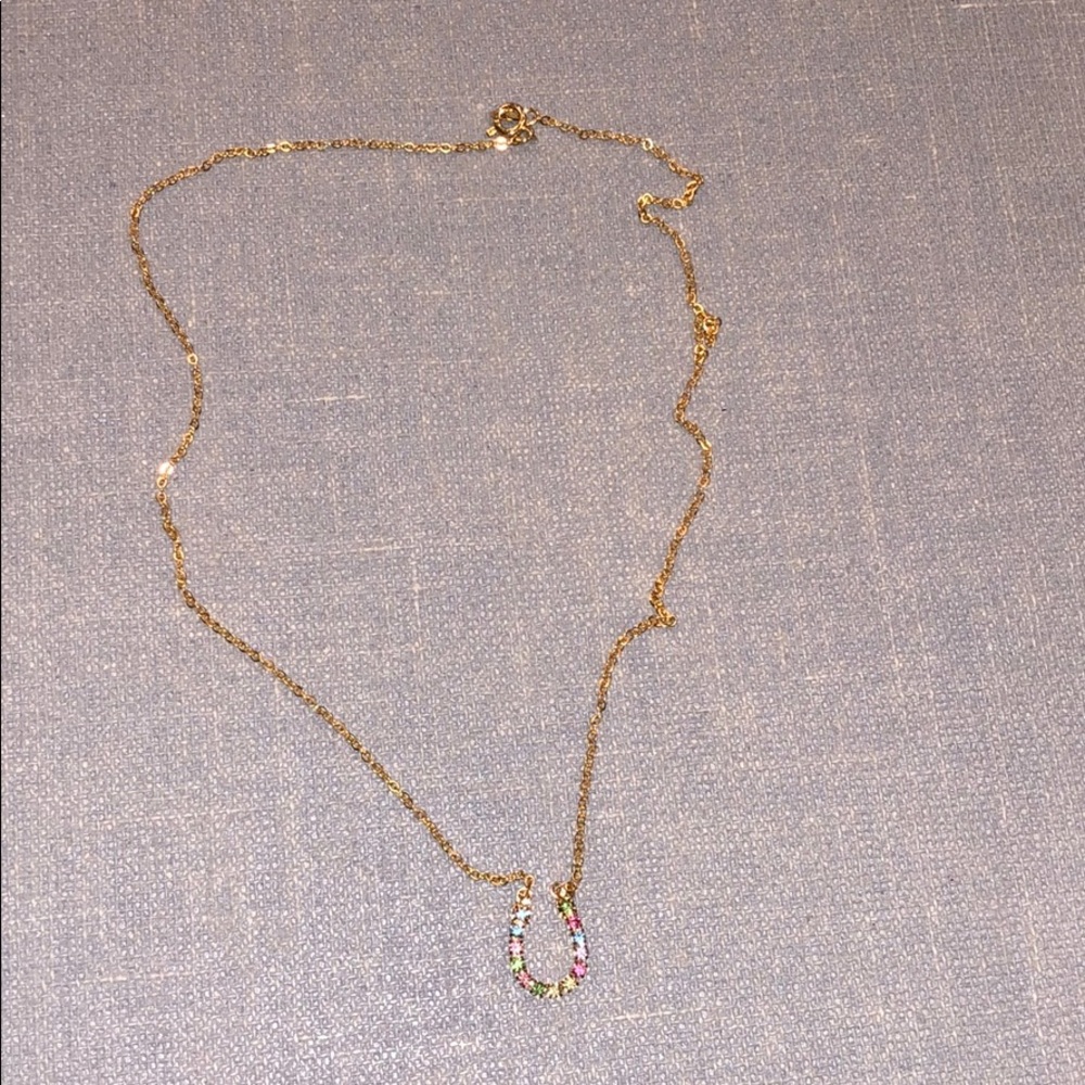 Multi Color Stone Horseshoe Necklace